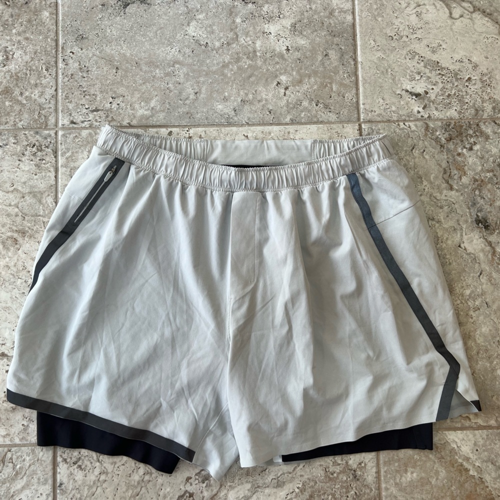 Lululemon Men's Surge Lined Lightweight White Athletic Shorts 6” Zip Pocket, XXL - Picture 9 of 9